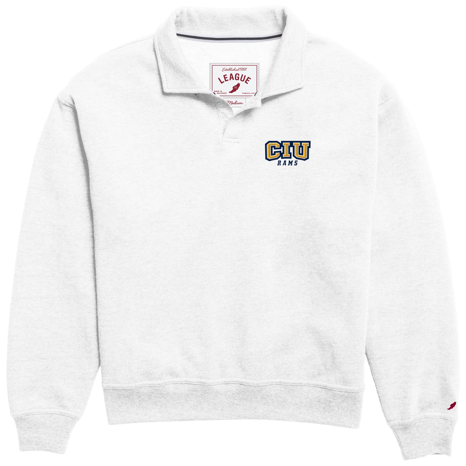 Victory Springs Ladies Collar Pullover | Heather Varsity White