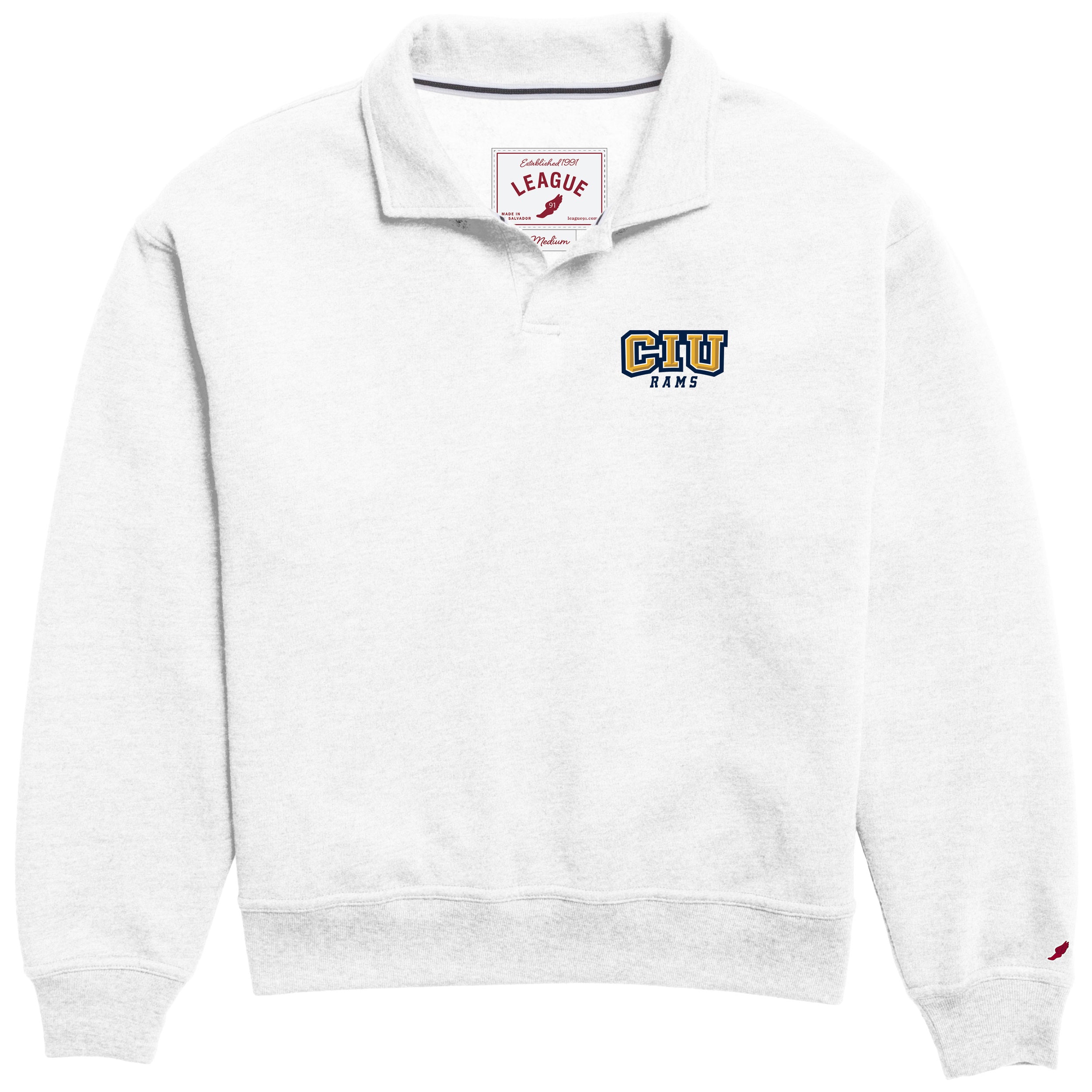 Victory Springs Ladies Collar Pullover | Heather Varsity White