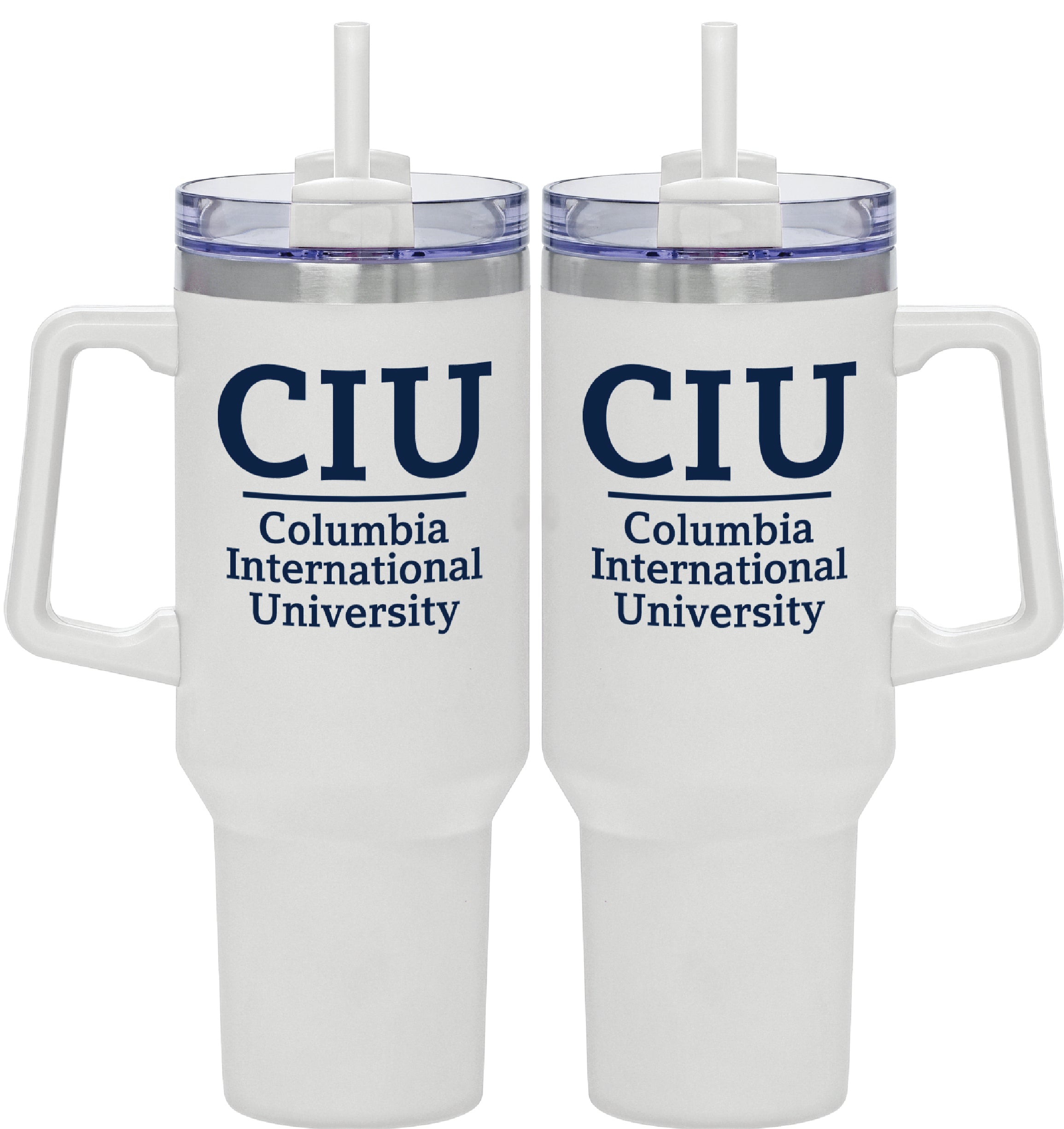 40 Oz. Powder Coated Stainless Steel Travel Mug | White