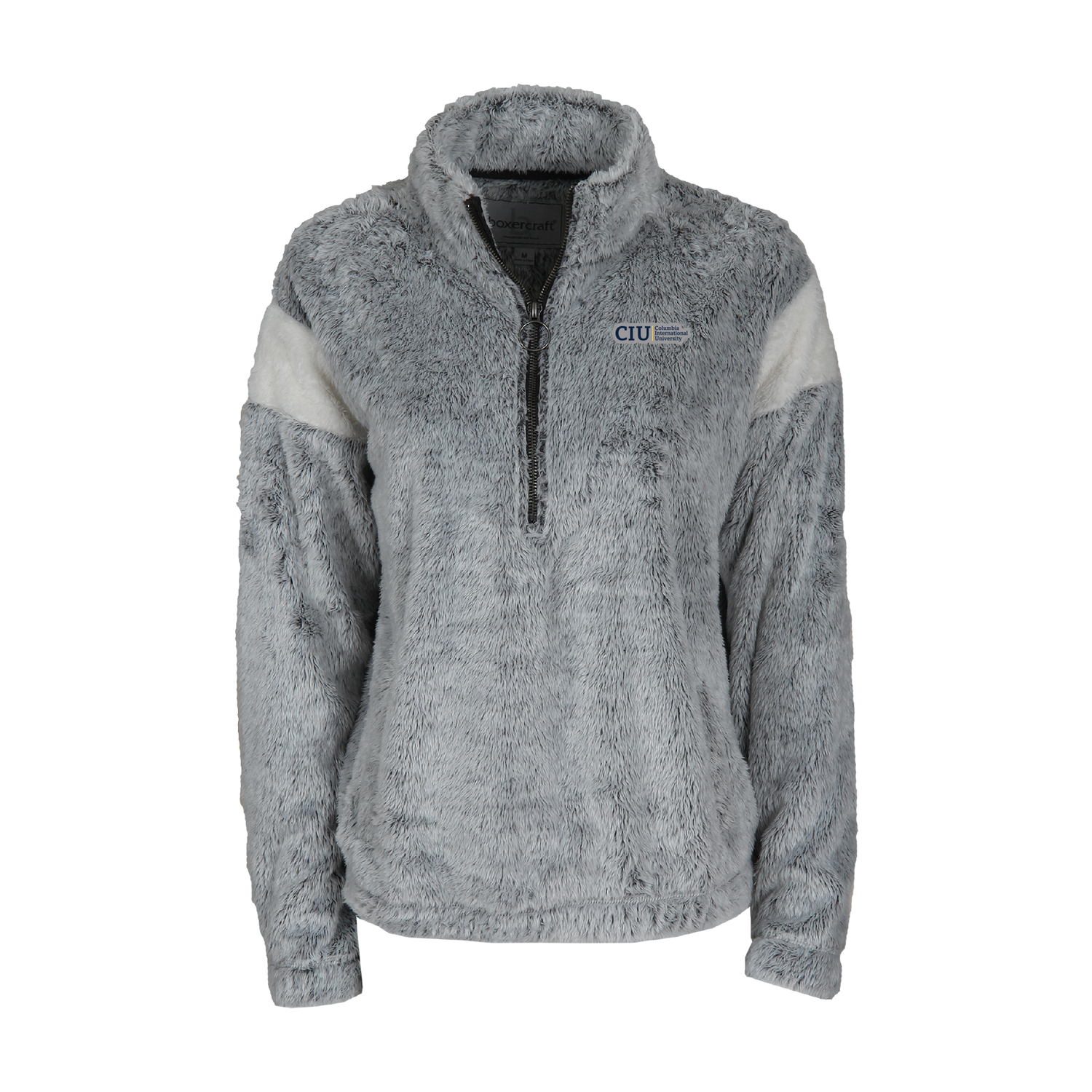 Ladies Remy 1/4 Zip Fuzzy Pullover | Frosty Grey/ Natural