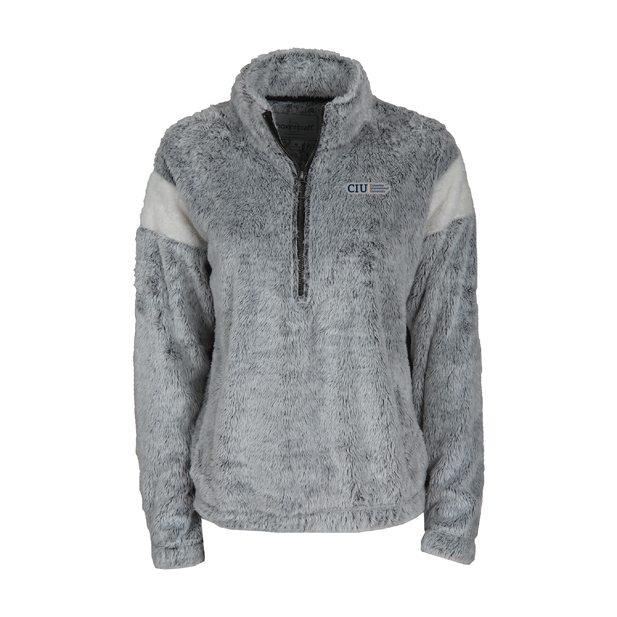 Ladies Remy 1/4 Zip Fuzzy Pullover | Frosty Grey/ Natural