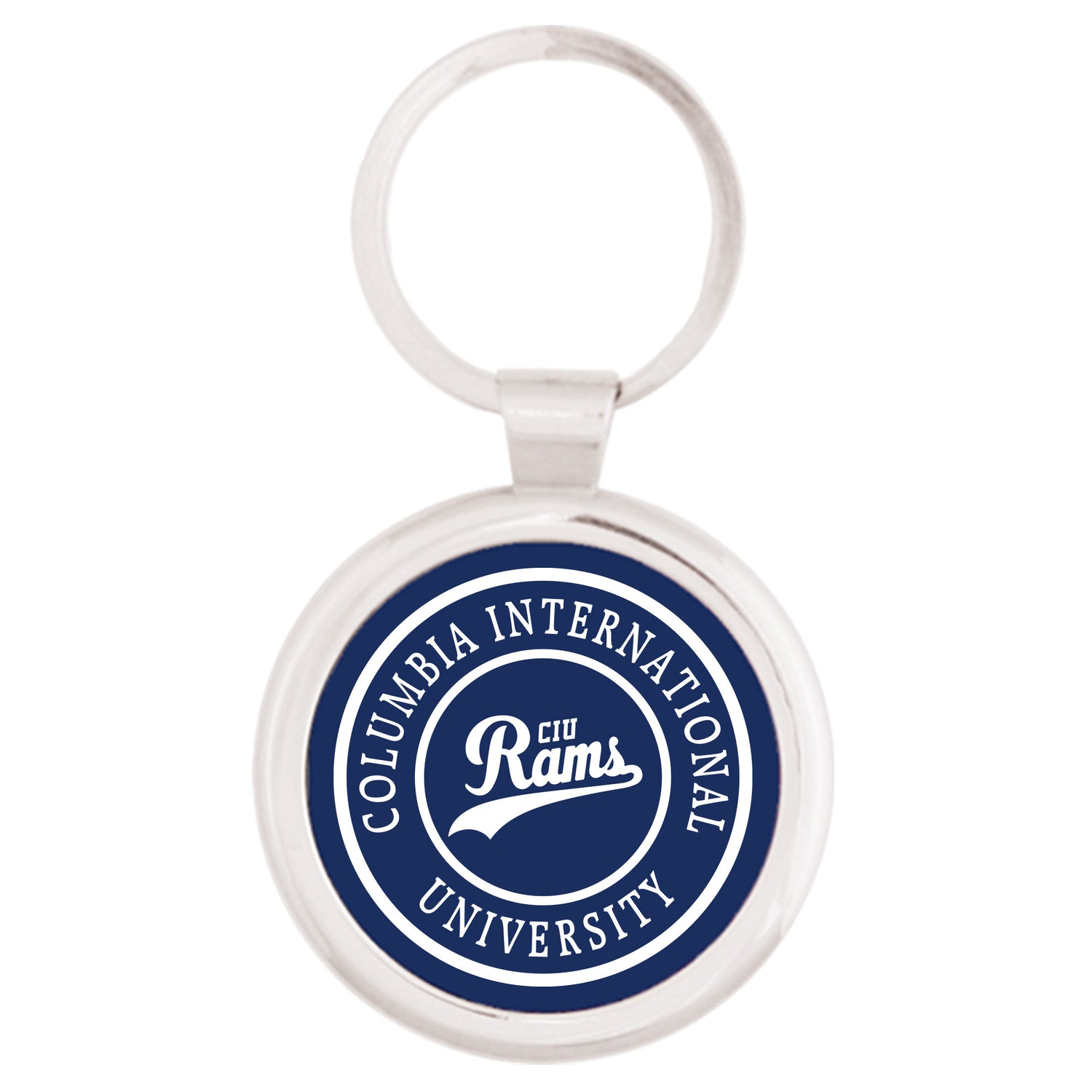 Silver Maverick Round Key Tag | Navy