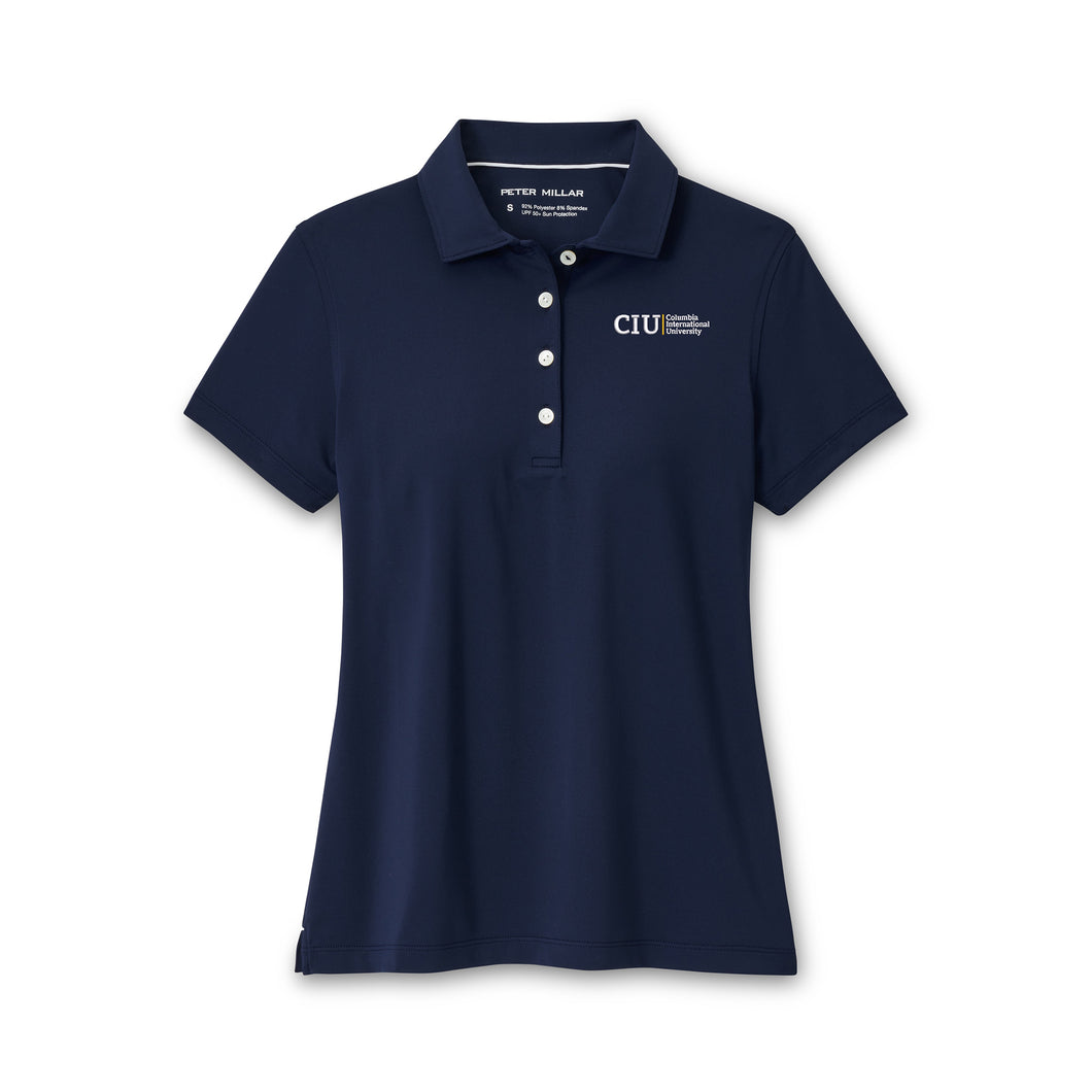 Ladies Short Sleeve Button Polo | Navy