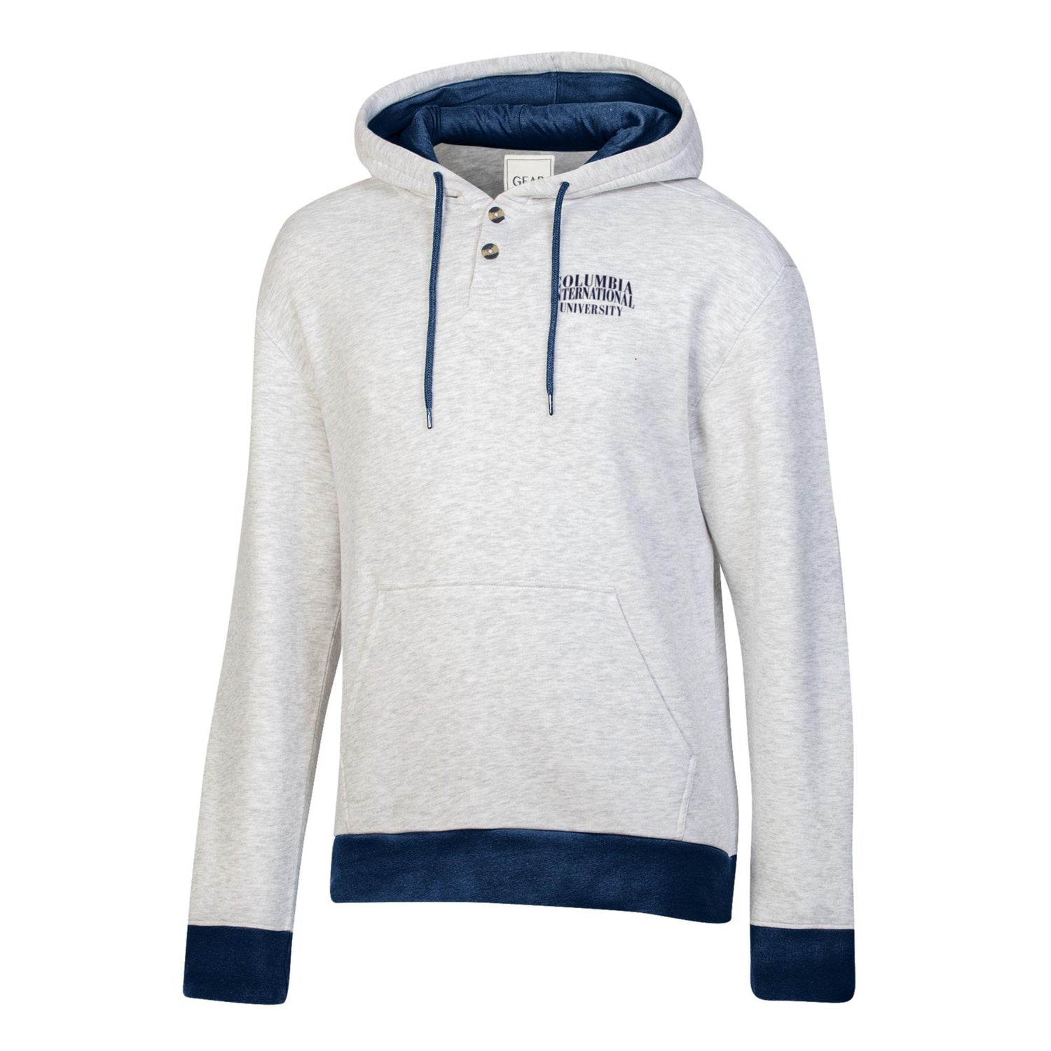 Big Cotton Retro Pullover Hoodie | Light Htr/Navy