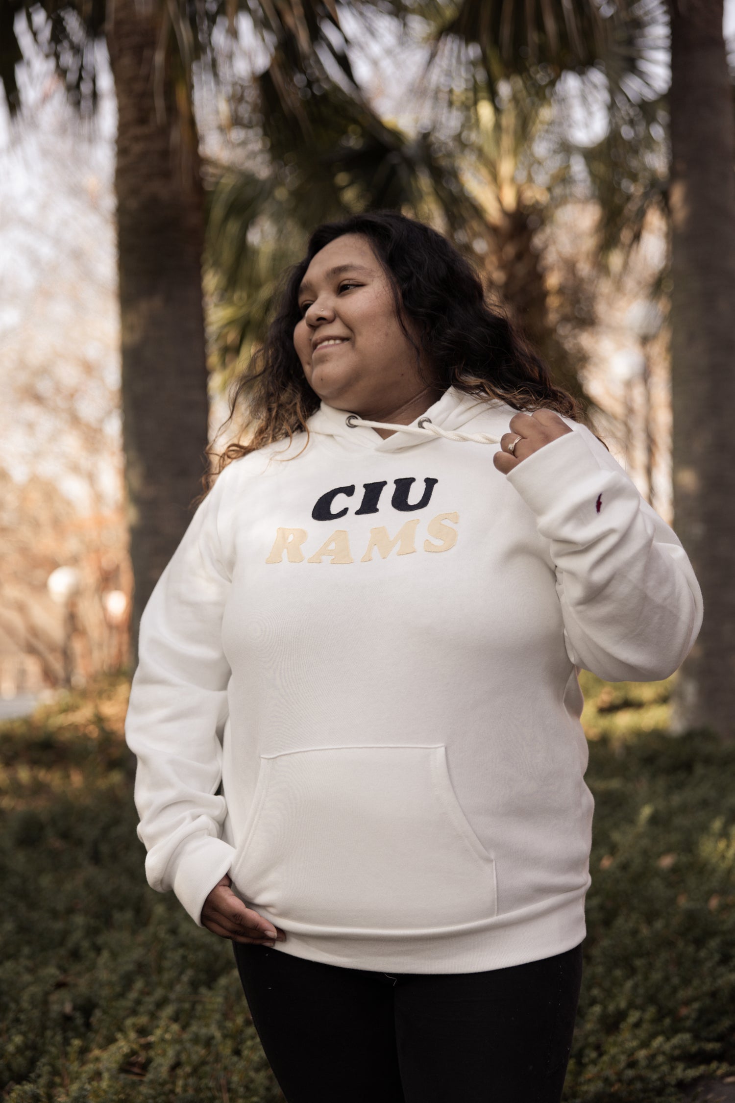 Victory Springs Ladies Hood | Heather Varsity White